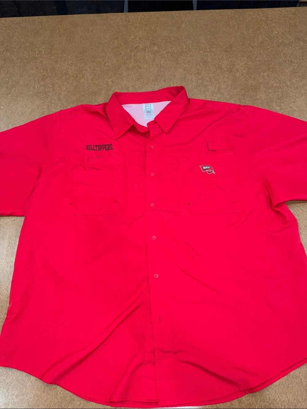 Western Kentucky University Pro Edge Red Fishing Short-Sleeve Button-Down